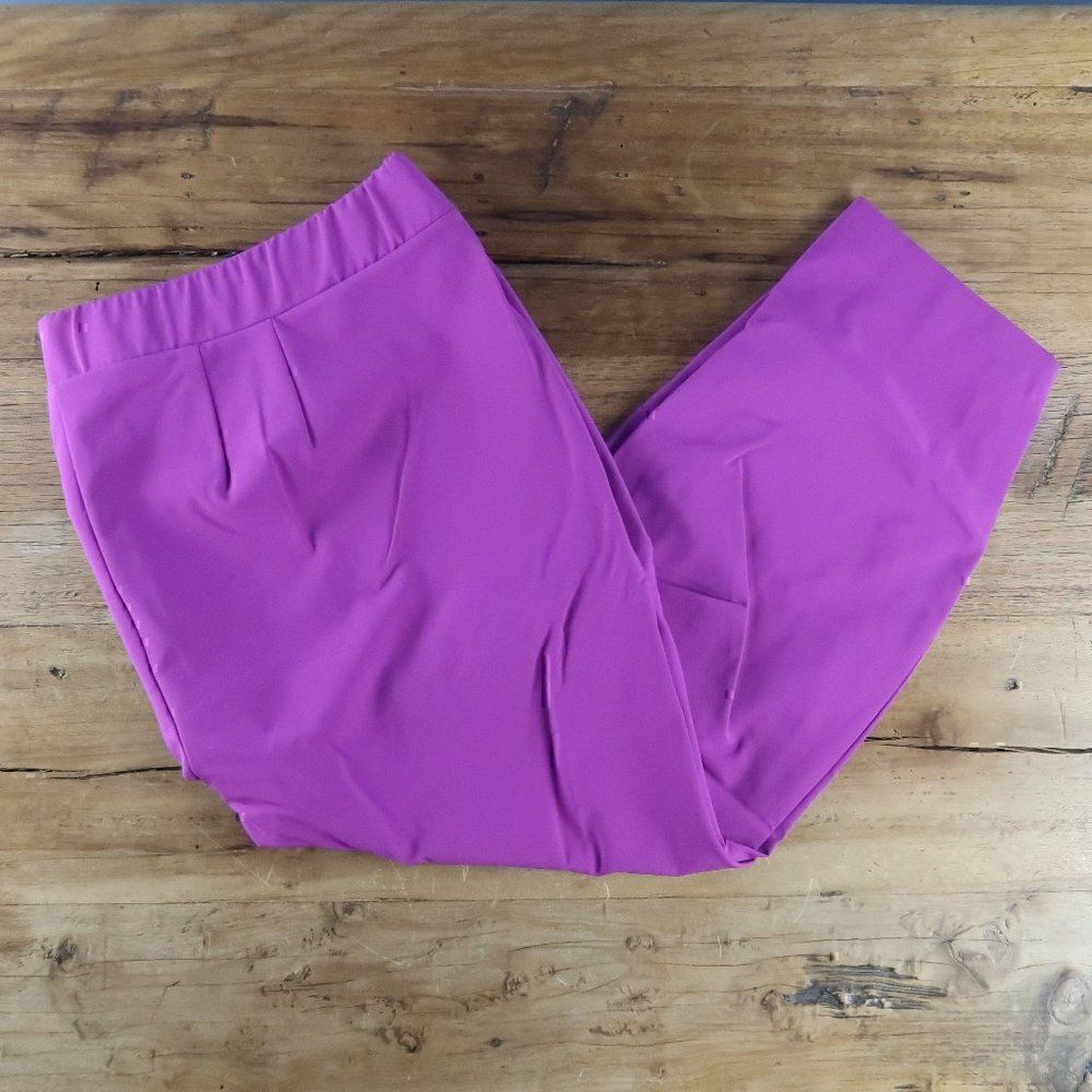 LANE BRYANT PINK PURPLE CAPRI HIGH WAIST PULL ON PANTS WITH ZIPPER POCKETS 24P